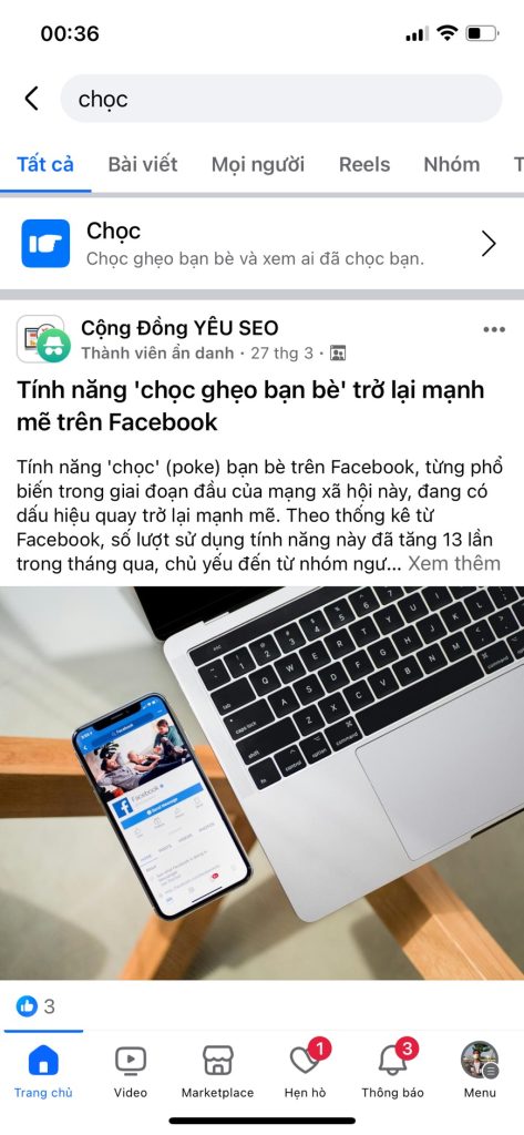 Cách chọc trên FB trên điện thoại và máy tính 8 chọc trên FB