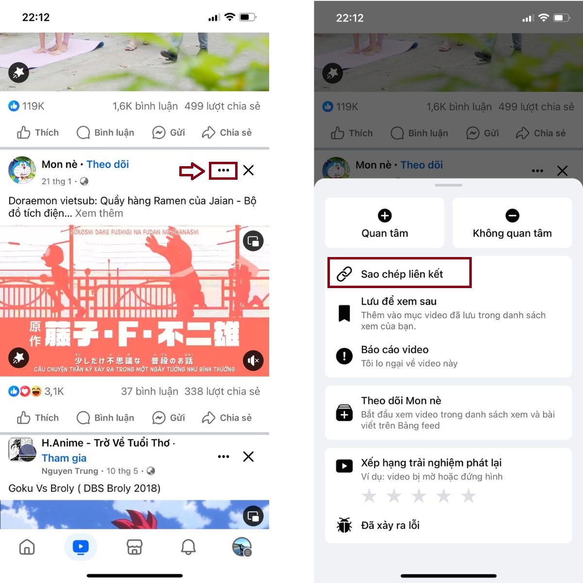Cách lấy link bài viết, video, trang cá nhân Facebook trên điện thoại và máy tính 13 lấy link video