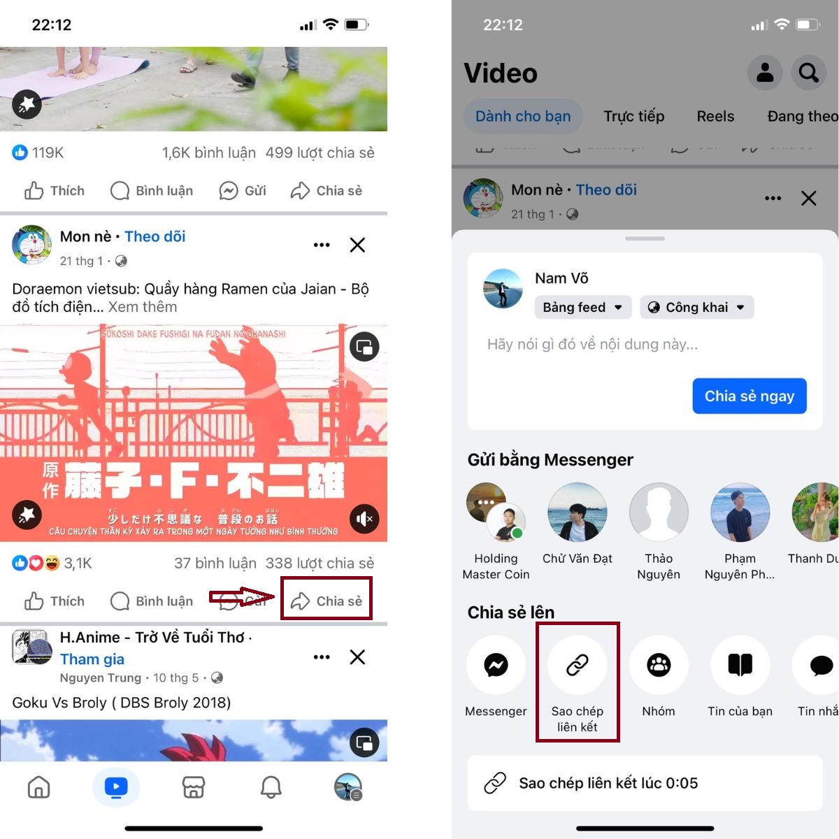 Cách lấy link bài viết, video, trang cá nhân Facebook trên điện thoại và máy tính 14 lấy link video