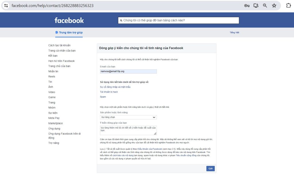 Hướng dẫn dùng link 323 mở khóa tài khoản Facebook 5 link 323